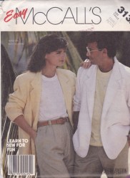 3132 EZ UNLINED UNISEX  BUTTON JACKET PATTERN SMALL